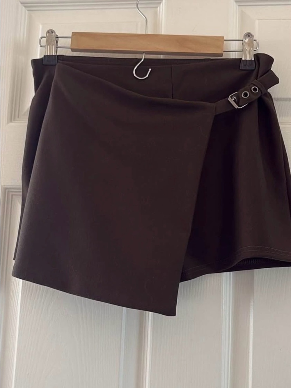 Belted Brown Wrap Skort